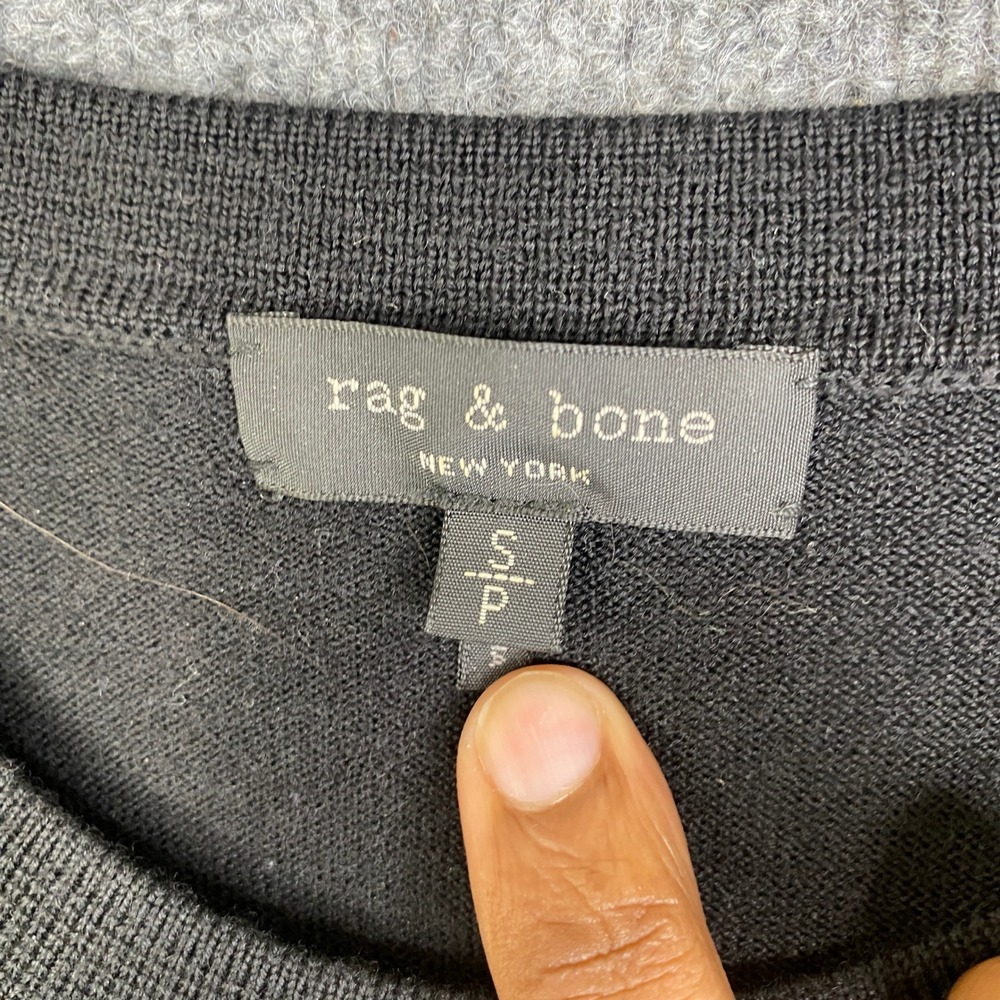 Rag & Bone Colorblock Merino Wool Mohair Blend Sweater Black Grey Cream Small - Picture 3 of 11
